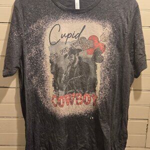 Bella+Canvas Shirt Mens 2XL Cupid Aim For The Cowboy Graphic Gray Short Sleeve